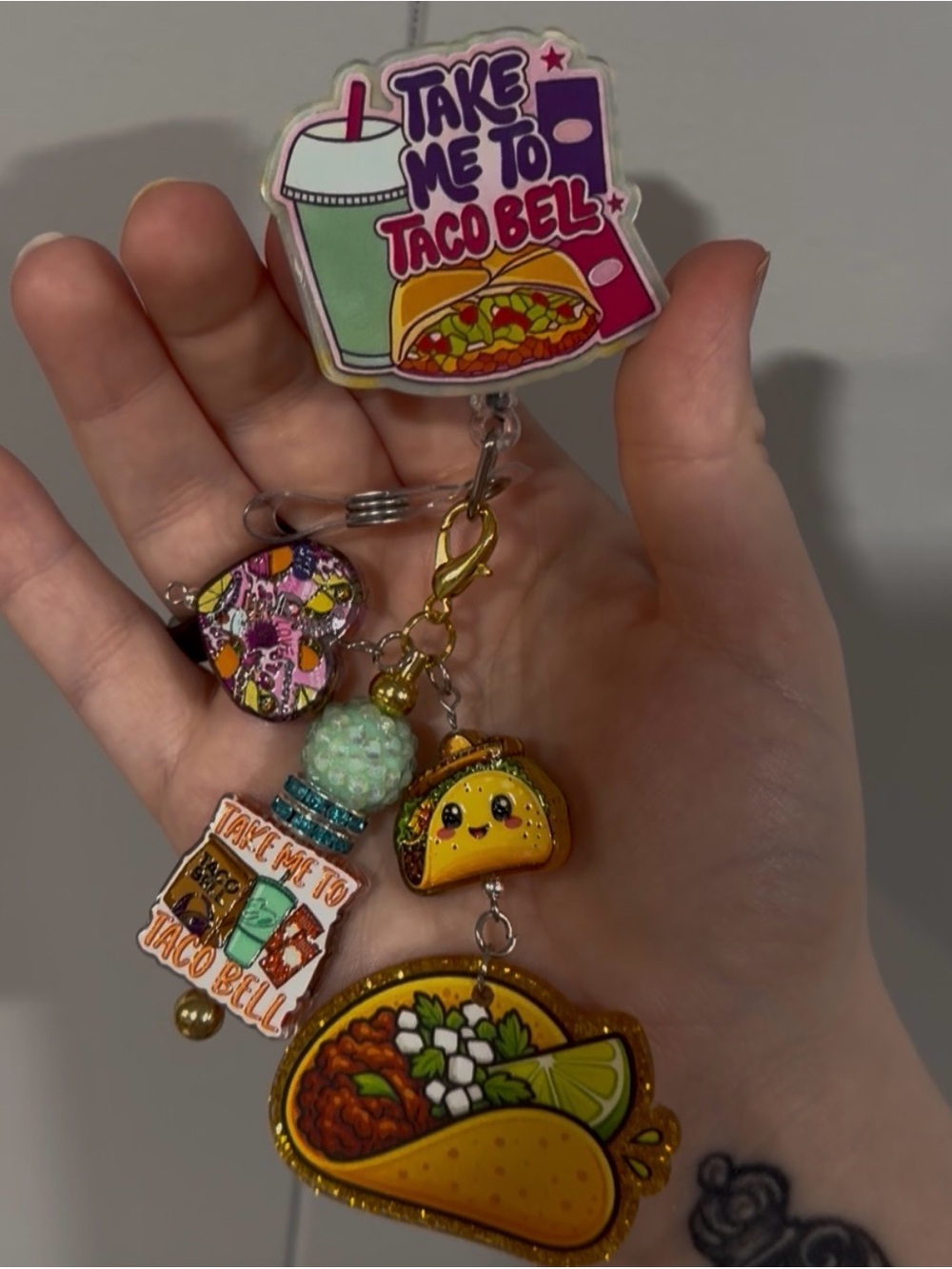 Take Me to Taco Bell Beaded Badge Reel